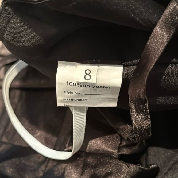 Women’s Black Full Length Prom Party Dress Criss Cross Straps & Leg Slit Size 8 - Picture 8 of 15